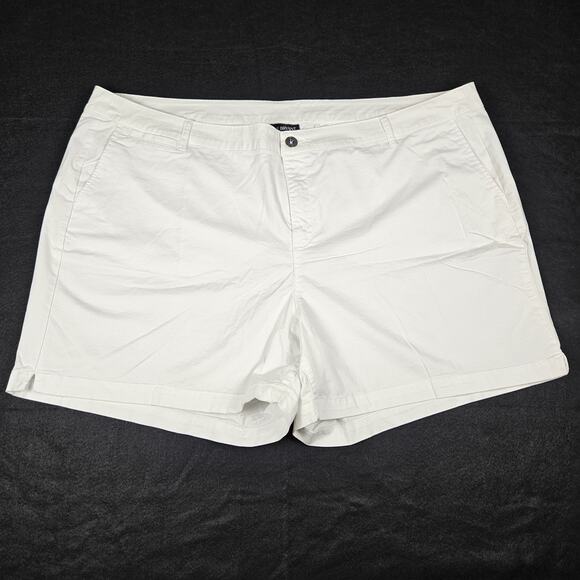 Lane Bryant City Chino Shorts White Cotton Stretch 5" Summer Womens Plus Size 28 - Picture 1 of 12